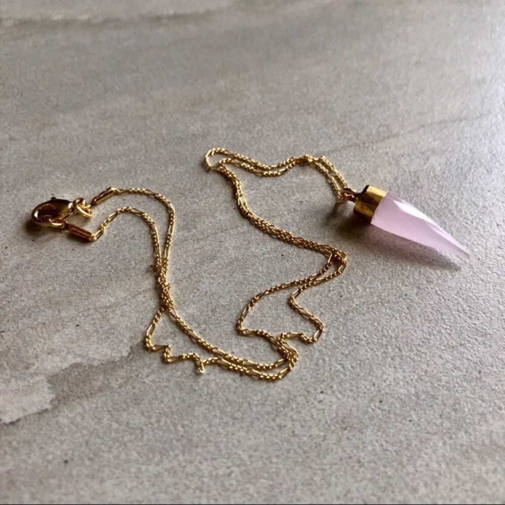 Dainty Rose Quartz Spike Choker - Picture 2 of 8